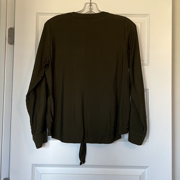 Ann Taylor olive button up, tie waist top - Picture 2 of 2